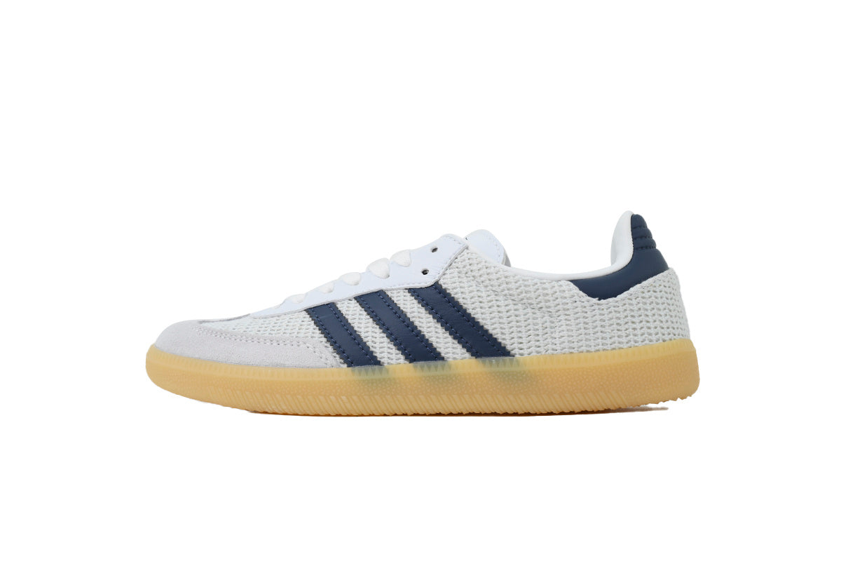 Adidas Samba Sneakers White Navy Mesh Suede Gum Sole Retro Casual Shoes