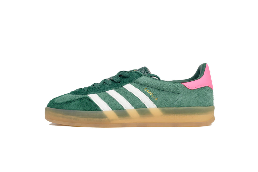 Adidas Gazelle Indoor Sneakers Green Pink White Gum Sole Retro Suede Shoes