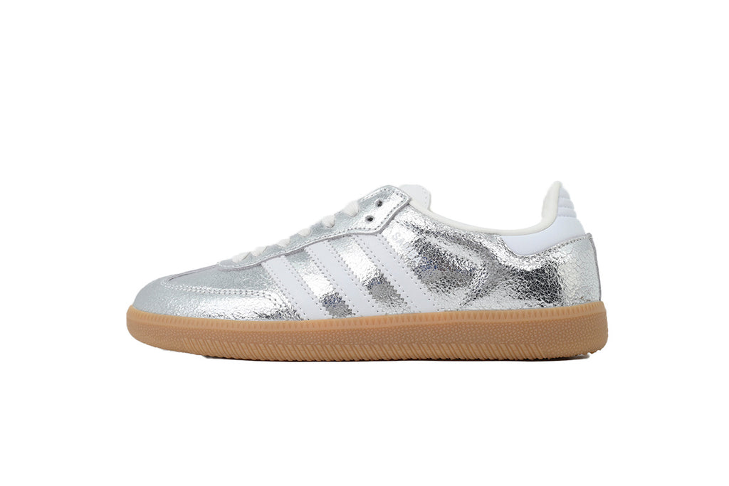 Adidas Samba OG Sneakers Silver White Gum Sole Crackled Leather Retro Shoes
