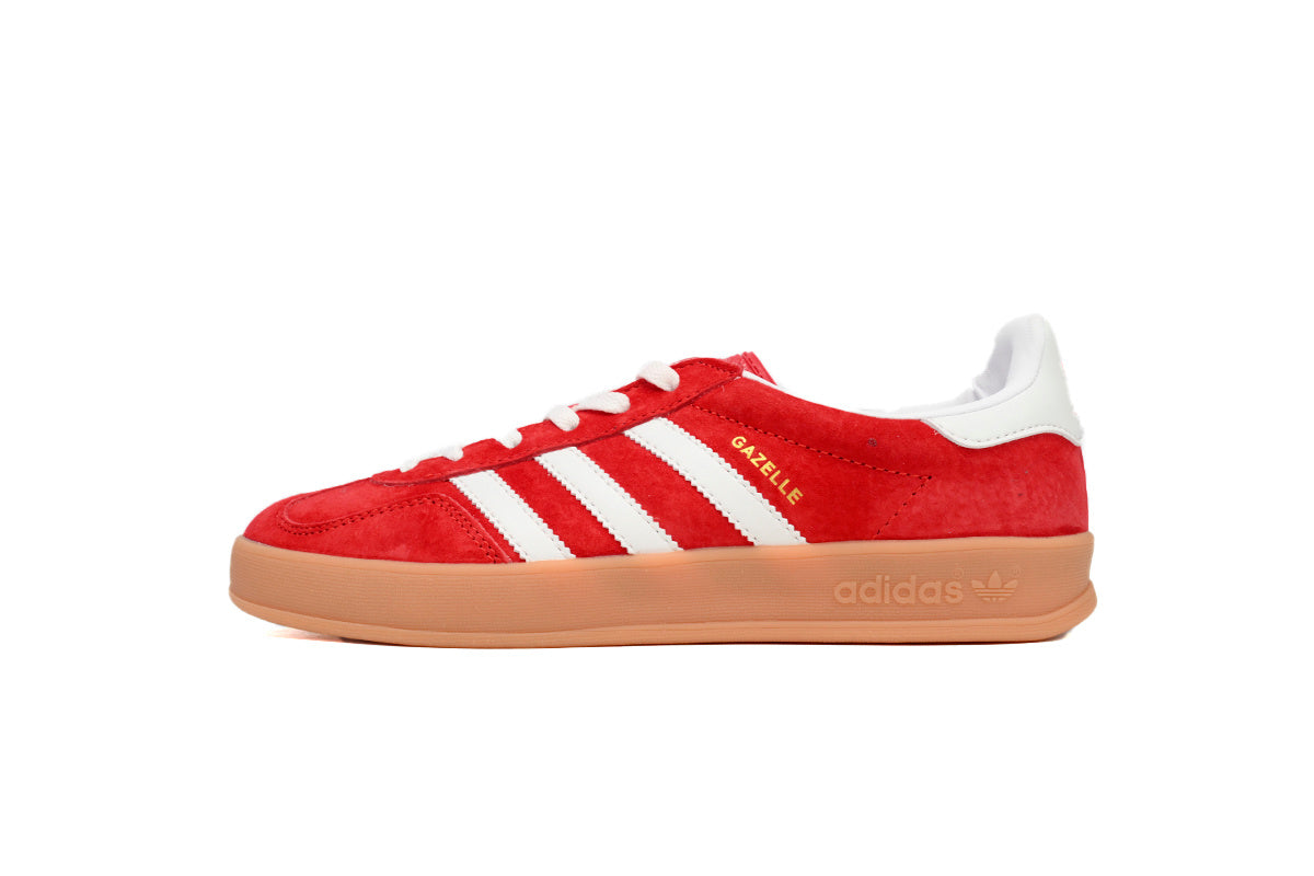 Adidas Gazelle Indoor Sneakers Red White Gum Sole Retro Suede Shoes