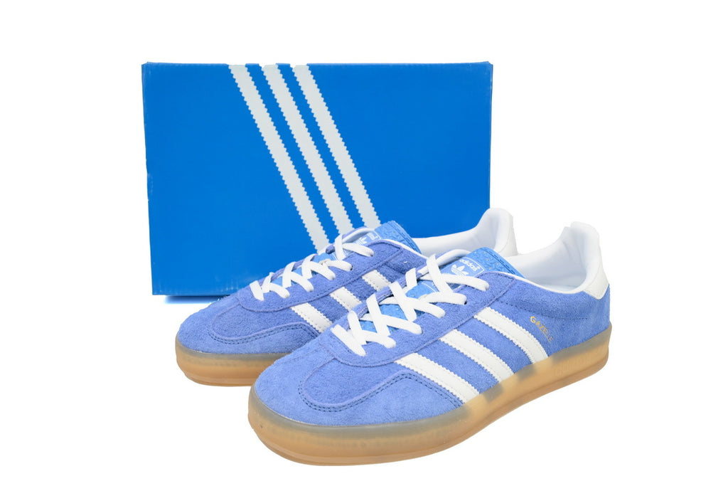 Adidas Gazelle Indoor Sneakers Blue White Gum Sole Retro Suede Shoes