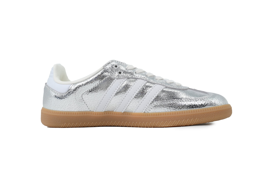 Adidas Samba OG Sneakers Silver White Gum Sole Crackled Leather Retro Shoes