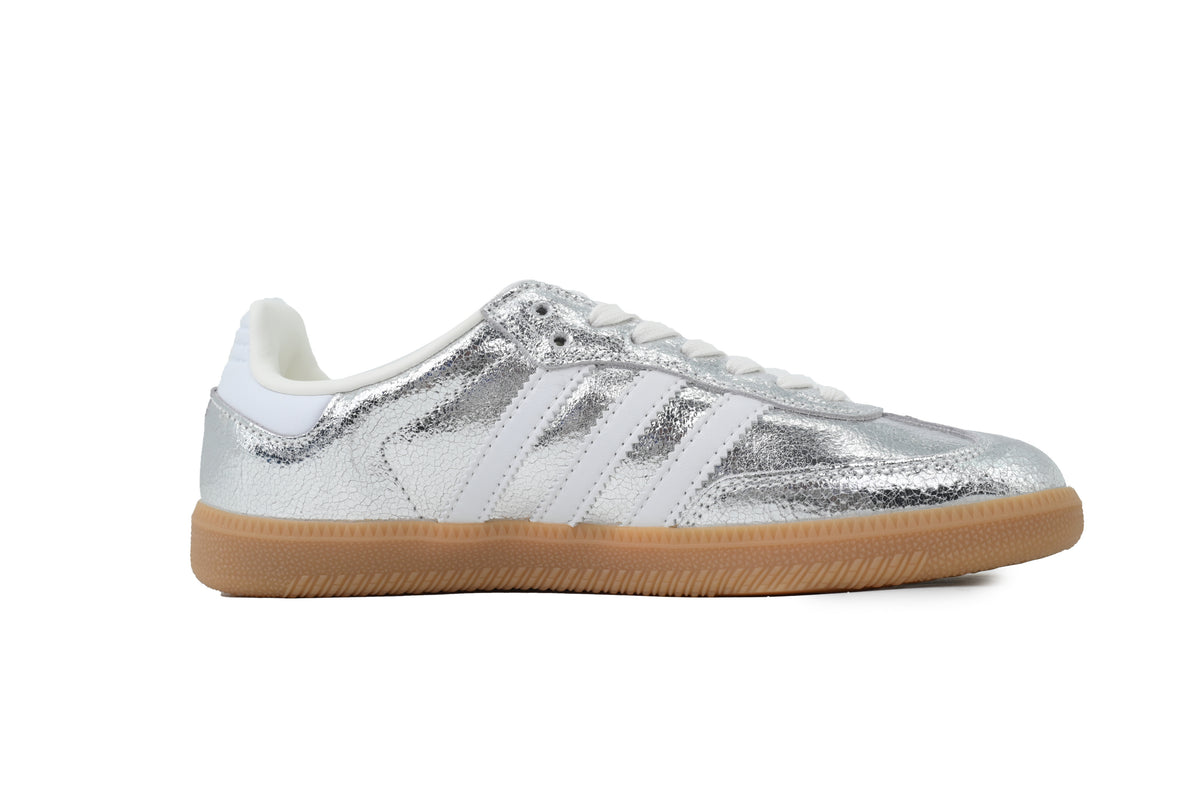 Adidas Samba OG Sneakers Silver White Gum Sole Crackled Leather Retro Shoes