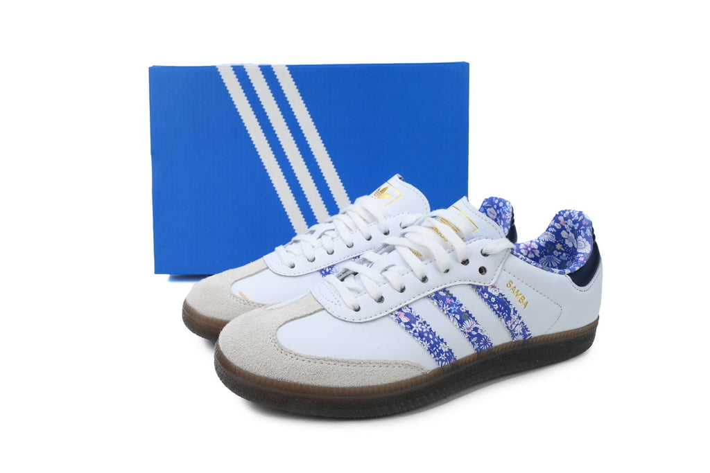 Adidas Samba White Blue Floral Women Sneakers