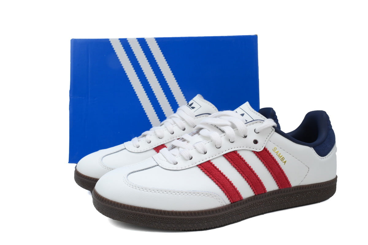 Adidas Samba White Red Navy Dark Gum Unisex Sneakers