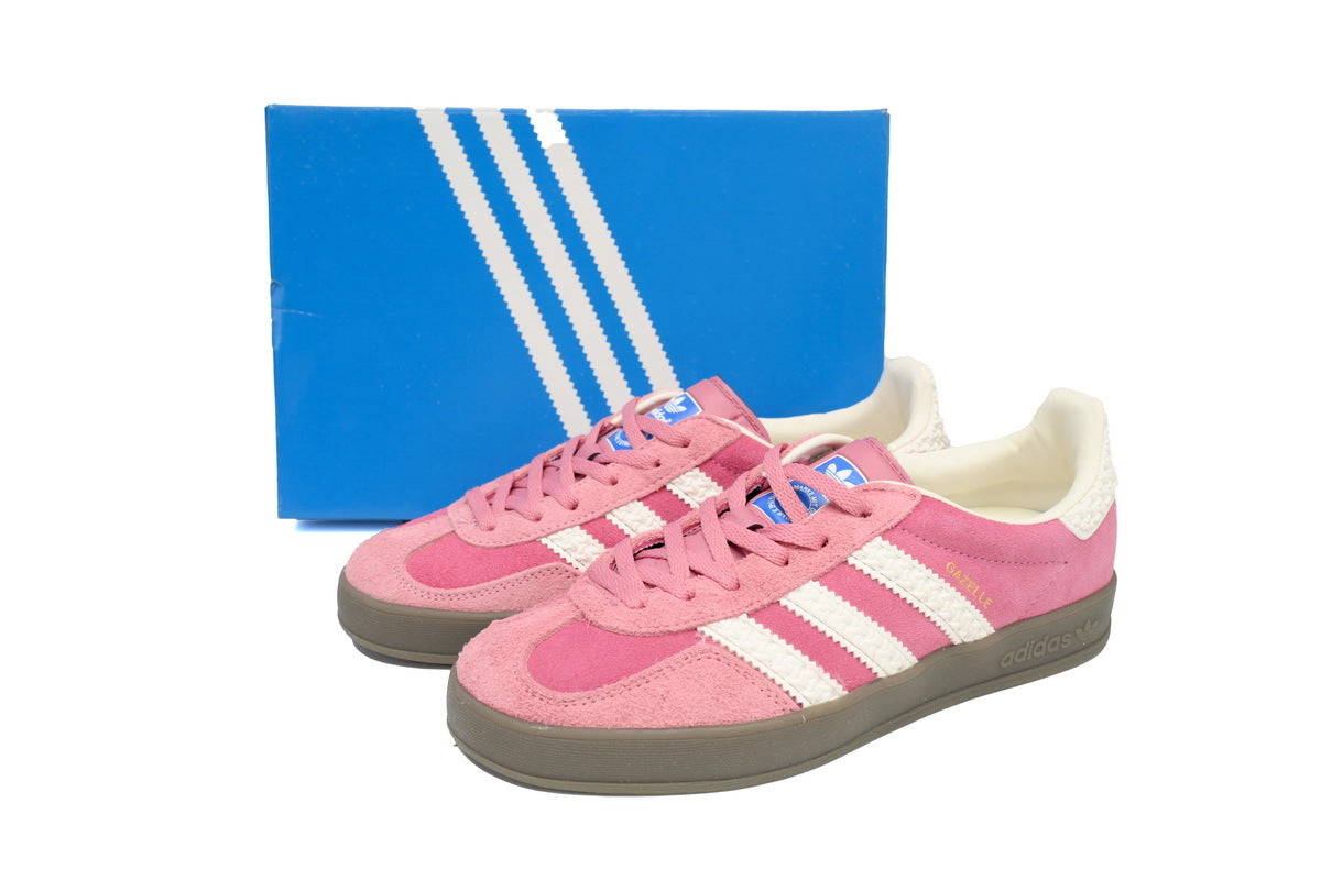 Adidas Gazelle Indoor Sneakers Pink White Gum Sole Retro Suede Shoes