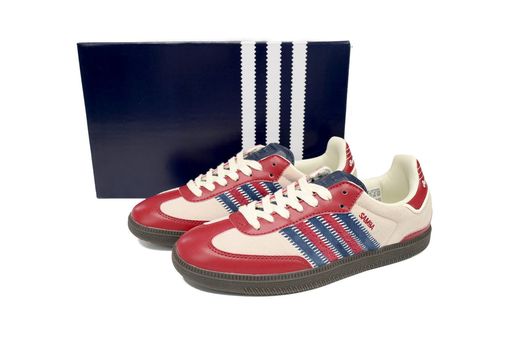 Adidas Samba OG Red Cream Navy Stripes Dark Gum Retro Sneakers