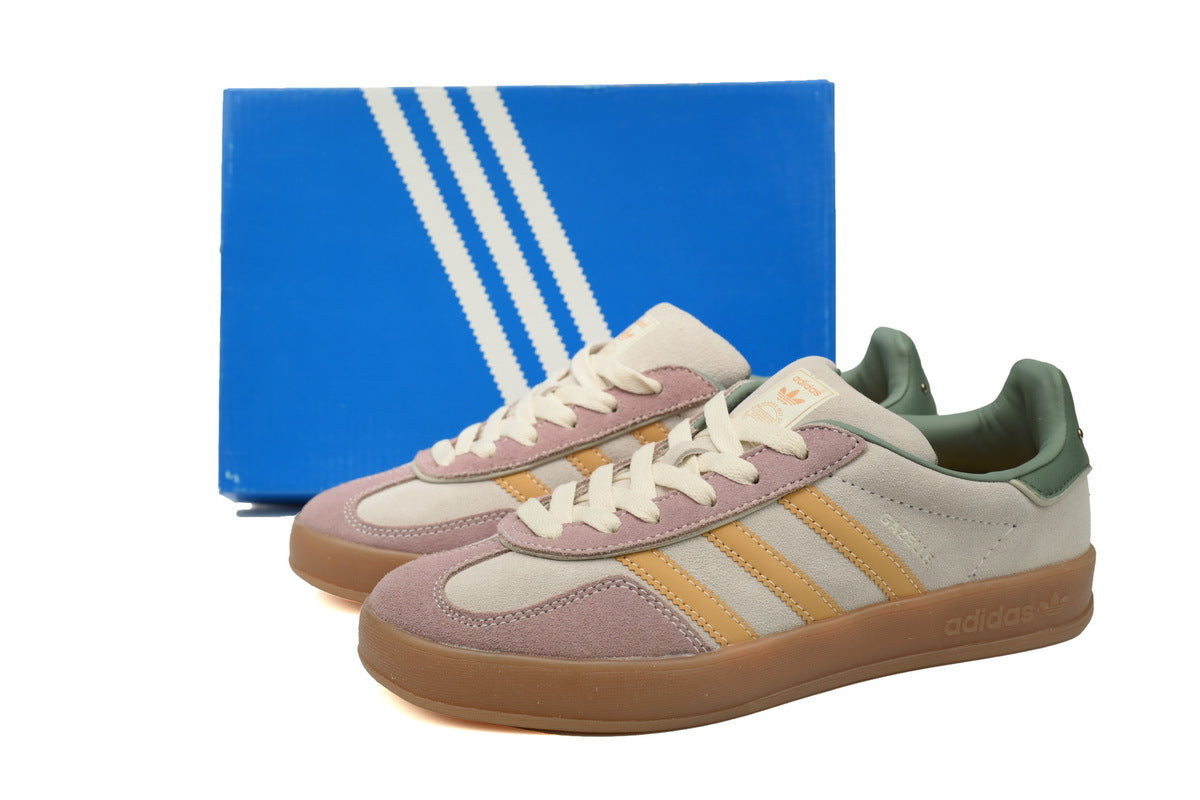 Adidas Gazelle Indoor Sneakers Off Pink Yellow Gum Sole Retro Suede Shoes