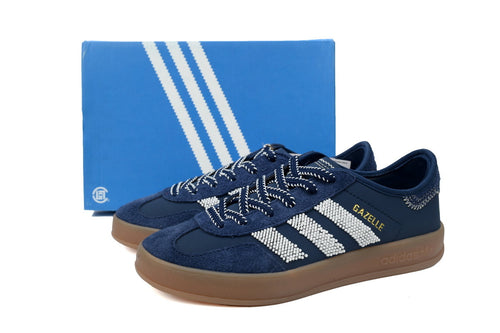 Adidas Gazelle Indoor Sneakers Navy White Gum Sole Retro Suede Shoes