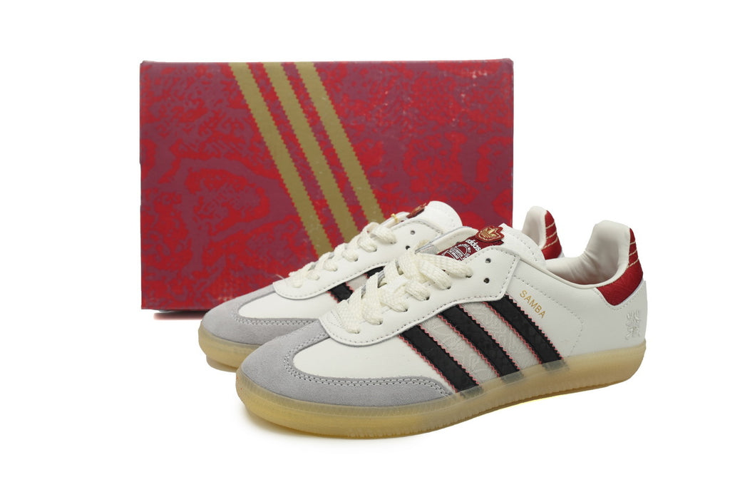 Adidas Samba Sneakers White Grey Red Gum Sole Retro Leather Shoes