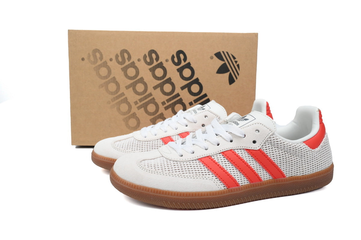 Adidas Samba OG White Mesh Red Gum Sole Retro Sneakers