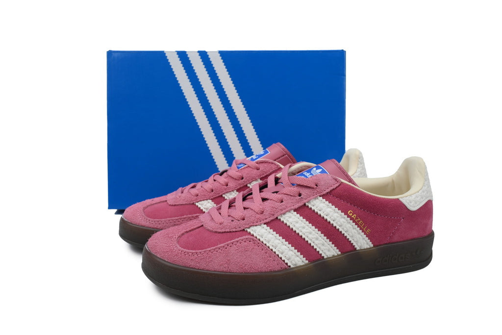 Adidas Gazelle Indoor Sneakers Pink White Gum Sole Retro Suede Shoes
