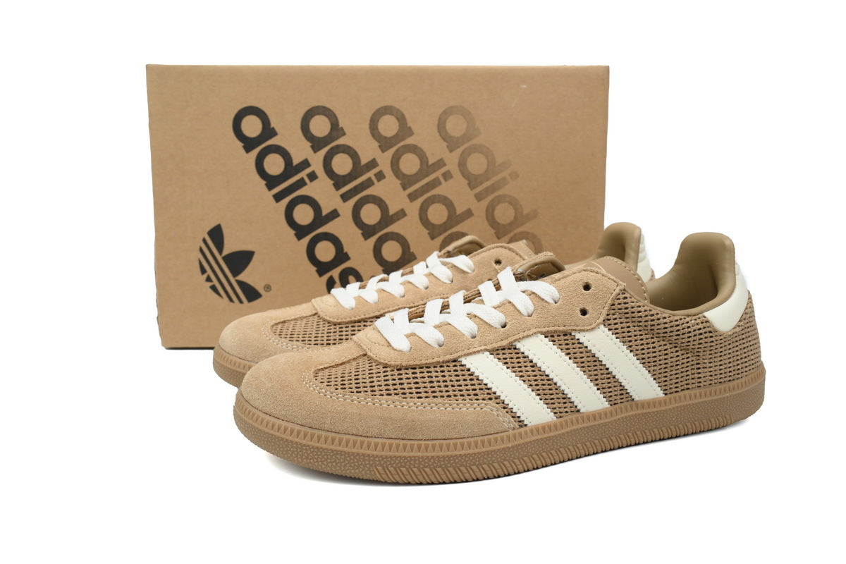 Adidas Samba OG Beige Mesh Cream Gum Sole Retro Sneakers