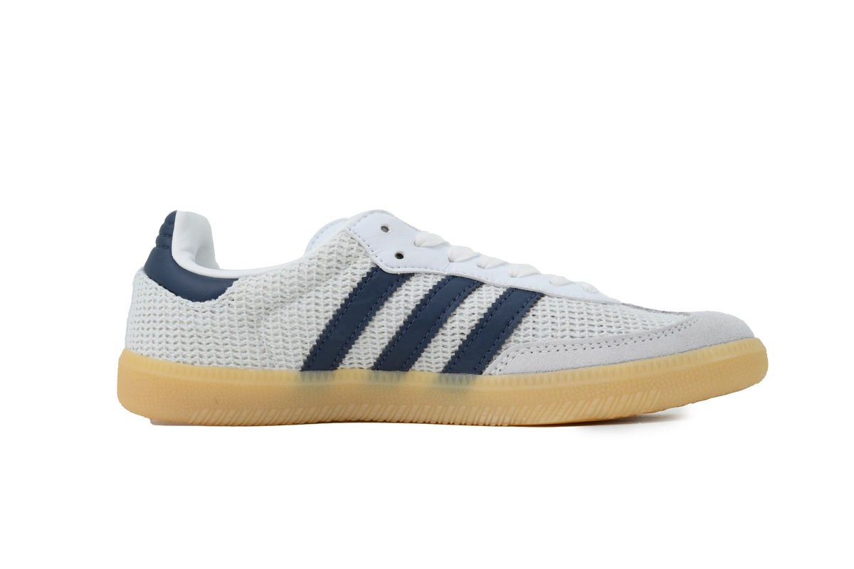 Adidas Samba Sneakers White Navy Mesh Suede Gum Sole Retro Casual Shoes