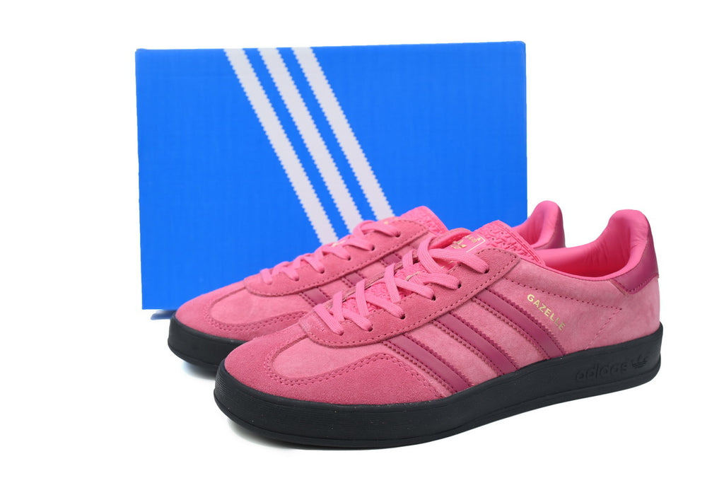 Adidas Gazelle Indoor Sneakers Hot Pink Dark Pink Black Sole Retro Suede Shoes