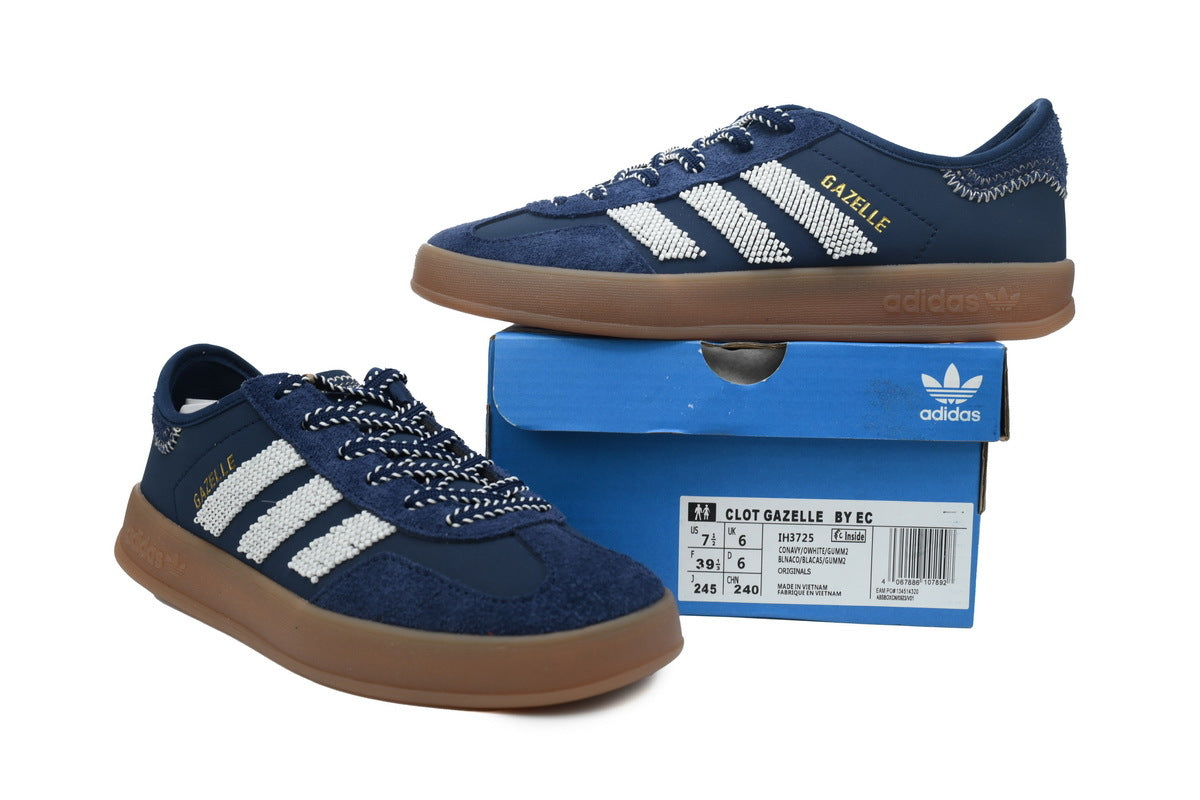 Adidas Gazelle Indoor Sneakers Navy White Gum Sole Retro Suede Shoes
