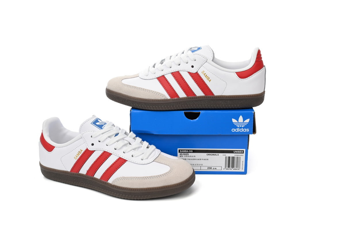 Adidas Samba White Red Gum Men & Women Casual Sneakers