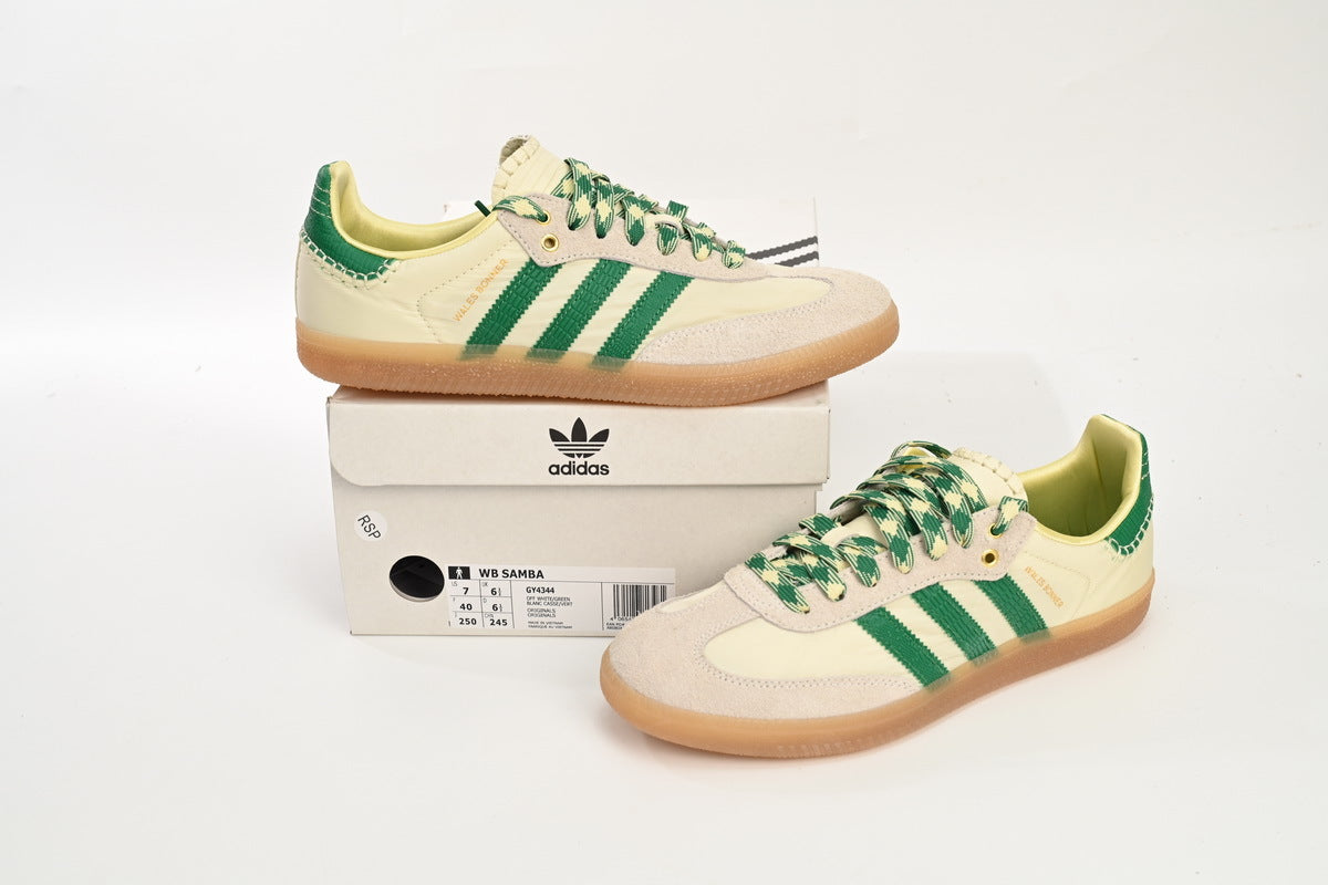 Adidas Samba Wales Bonner Cream Green Gum Men & Women Casual Sneakers