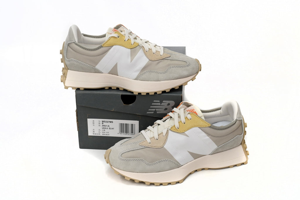 New Balance 327 Grey White Mustard Yellow Gum