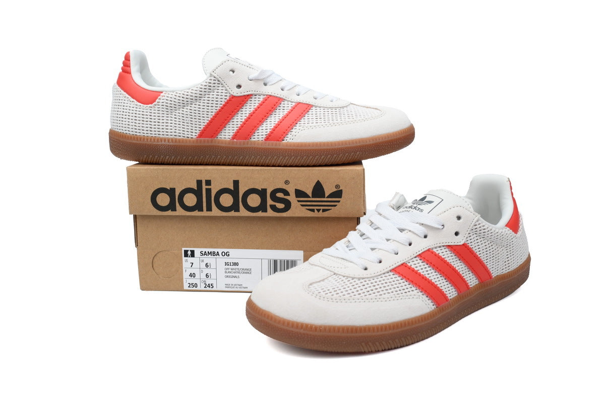 Adidas Samba OG White Mesh Red Gum Sole Retro Sneakers