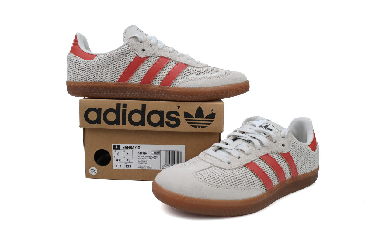 Adidas Samba Mesh Off White Red Gum Unisex Sneakers