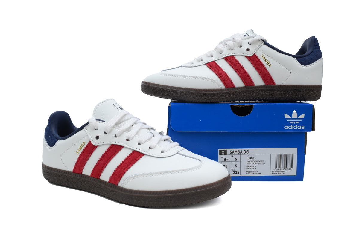 Adidas Samba White Red Navy Dark Gum Unisex Sneakers