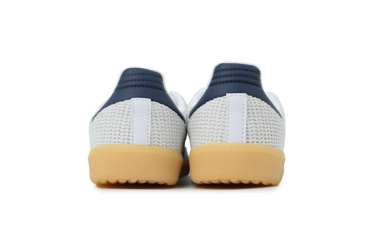 Adidas Samba Sneakers White Navy Mesh Suede Gum Sole Retro Casual Shoes