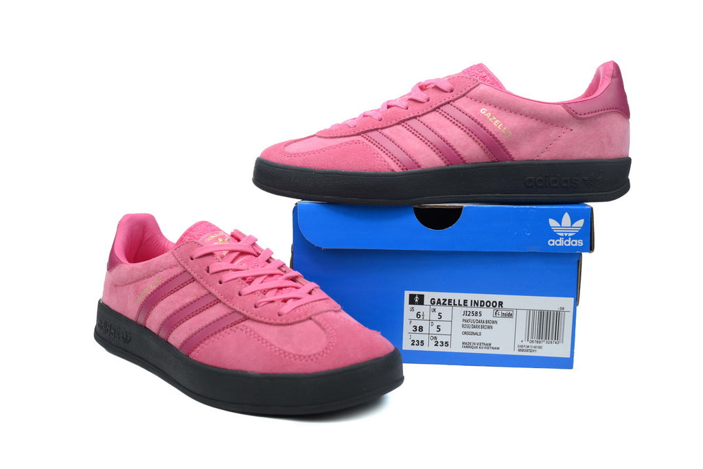 Adidas Gazelle Indoor Sneakers Hot Pink Dark Pink Black Sole Retro Suede Shoes