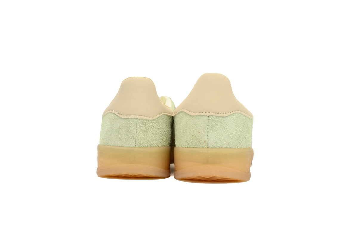 Adidas Gazelle Indoor Sneakers Light Green Beige Gum Sole Retro Suede Shoes