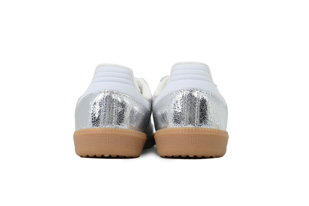Adidas Samba OG Sneakers Silver White Gum Sole Crackled Leather Retro Shoes
