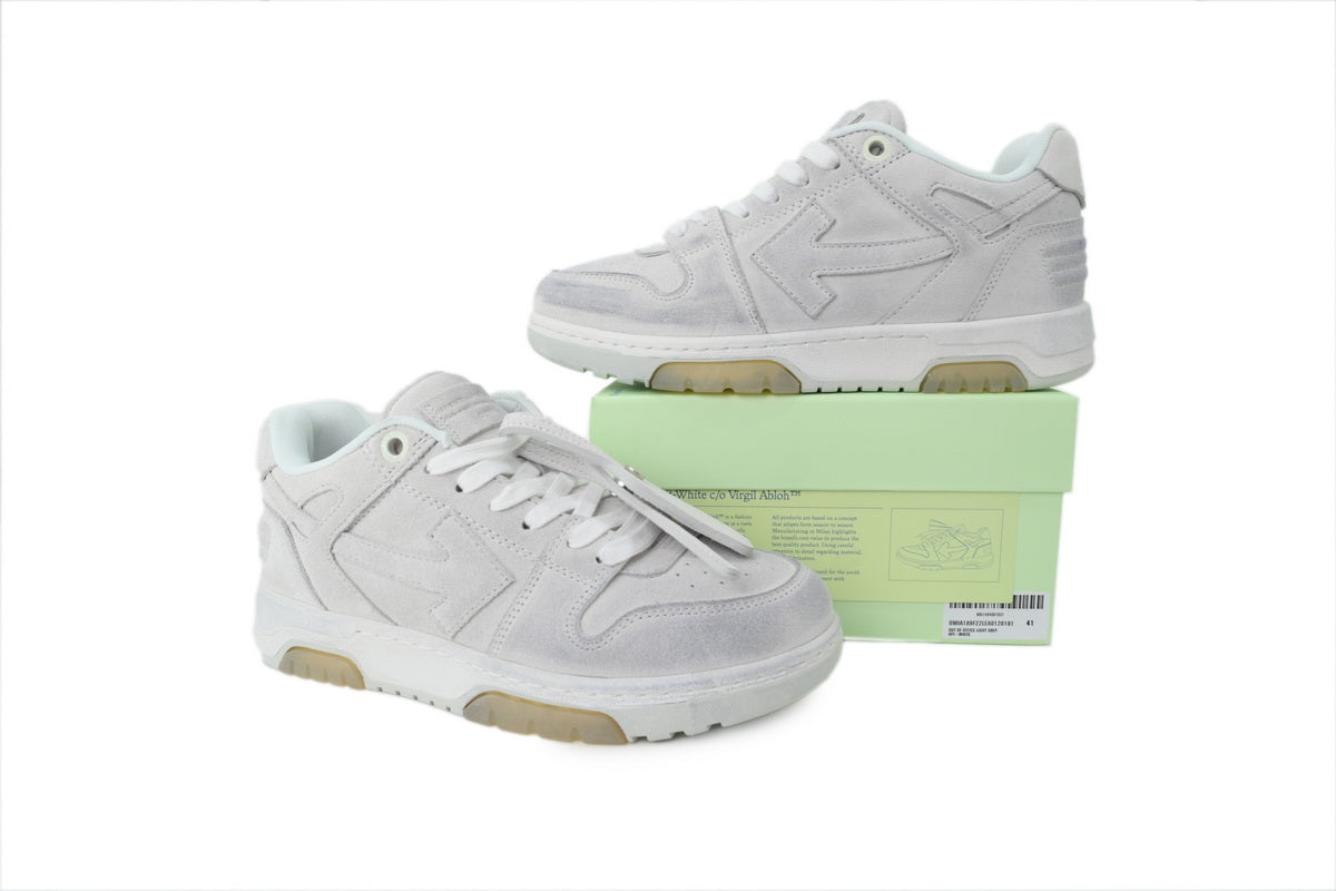 Off-White Out Of Office OOO Light Grey Washed Suede