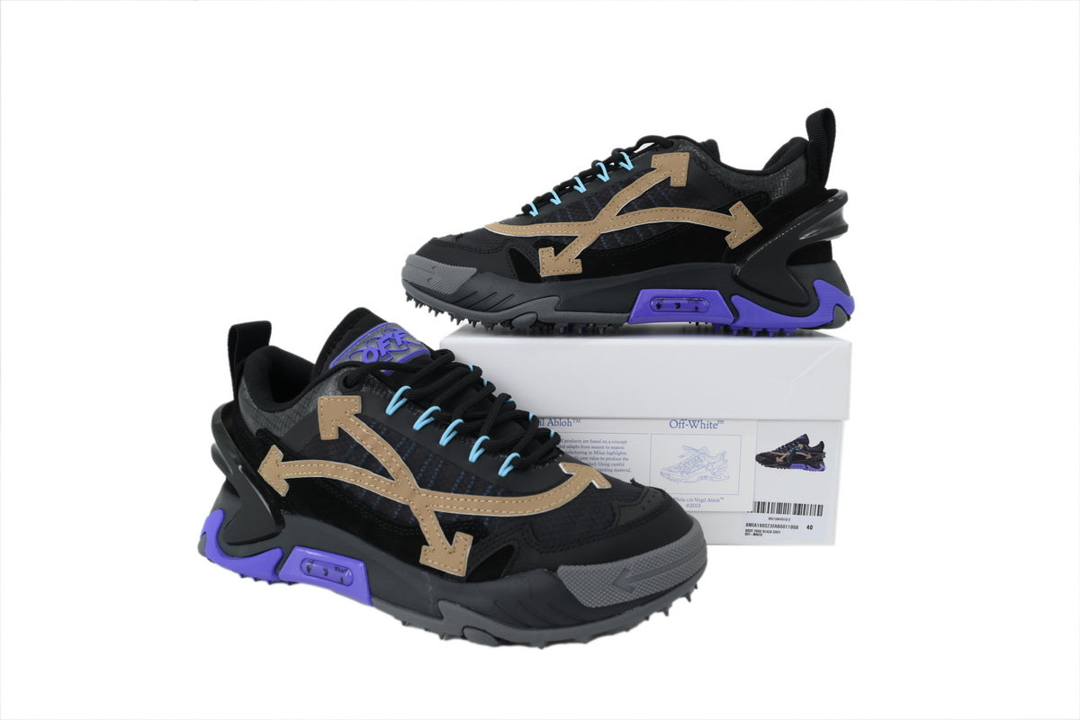 Off-White Odsy 1000 Black Tan Purple Chunky Sneakers