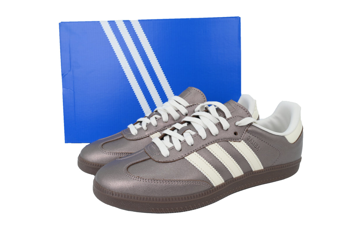 Adidas Samba Metallic Taupe White Dark Gum Unisex Sneakers