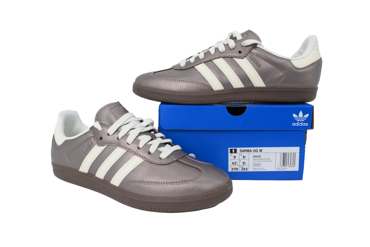 Adidas Samba Metallic Taupe White Dark Gum Unisex Sneakers