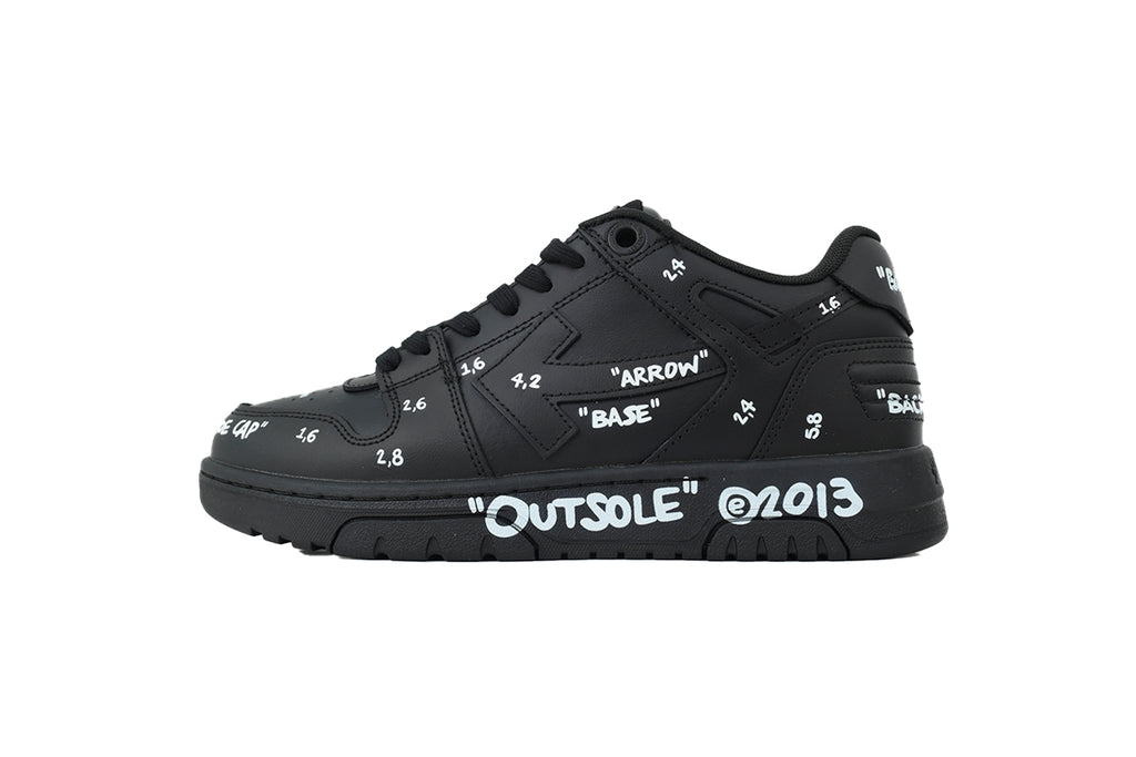 Off-White Out Of Office Low Top Sneaker Black Sketch Annotation
