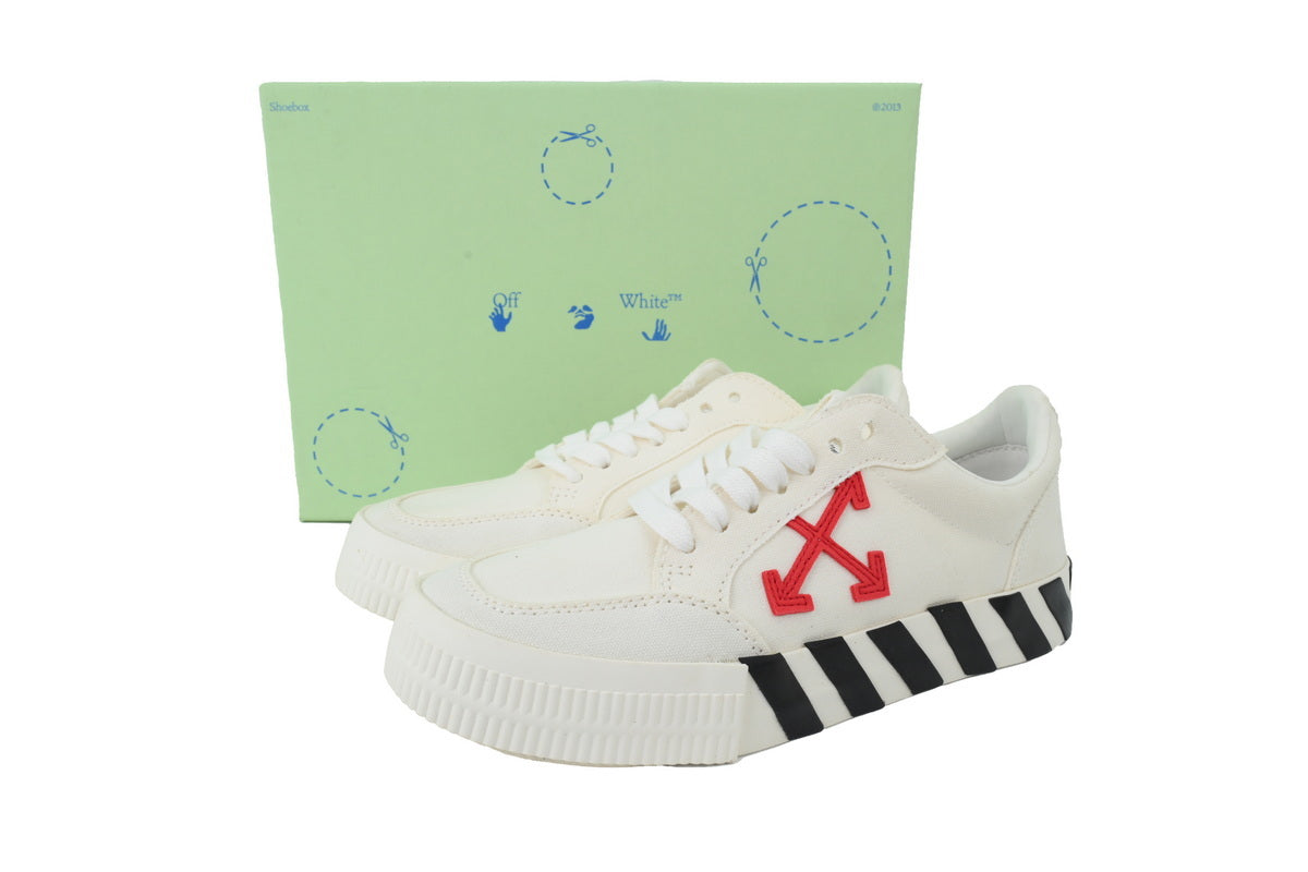 Off-White Vulcanized White Red Arrow Low Sneakers