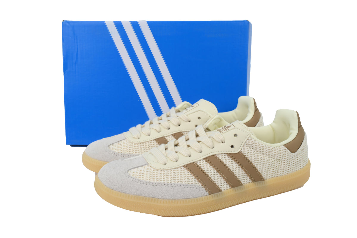 Adidas Samba Sneakers Cream Beige Mesh Suede Gum Sole Retro Casual Shoes