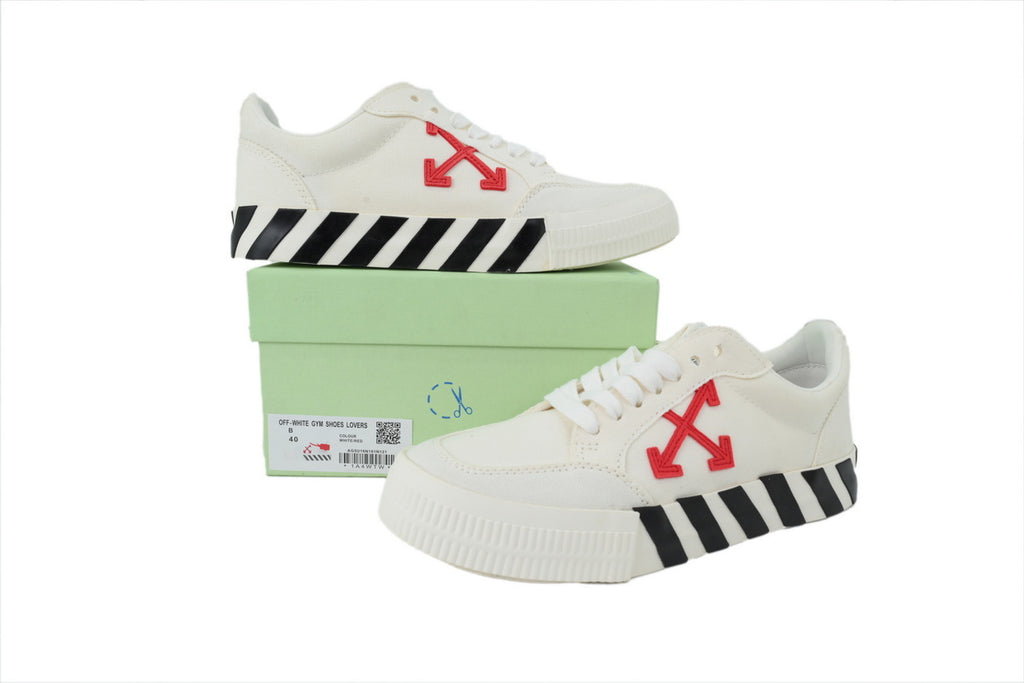 Off-White Vulcanized White Red Arrow Low Sneakers