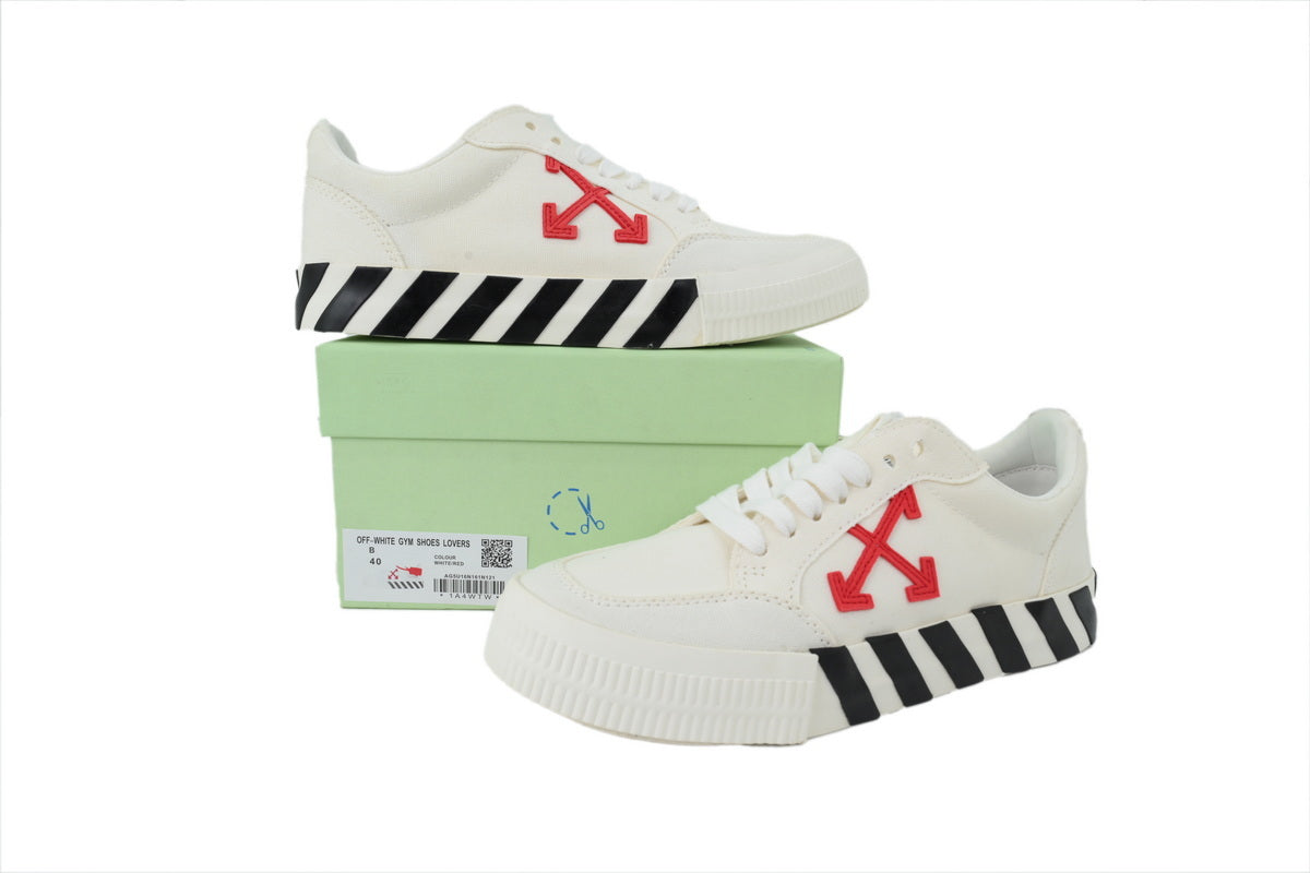 Off-White Vulcanized White Red Arrow Low Sneakers