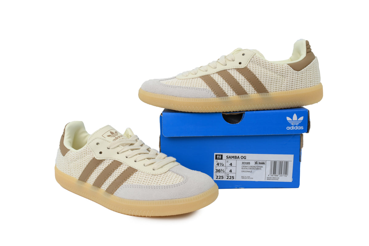 Adidas Samba Sneakers Cream Beige Mesh Suede Gum Sole Retro Casual Shoes