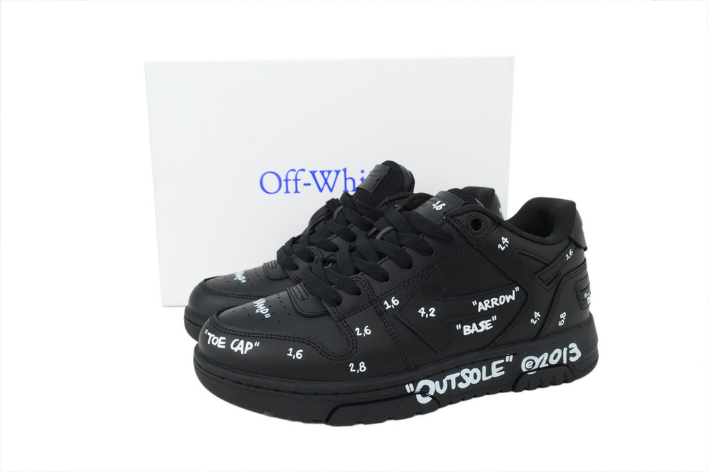 Off-White Out Of Office Low Top Sneaker Black Sketch Annotation