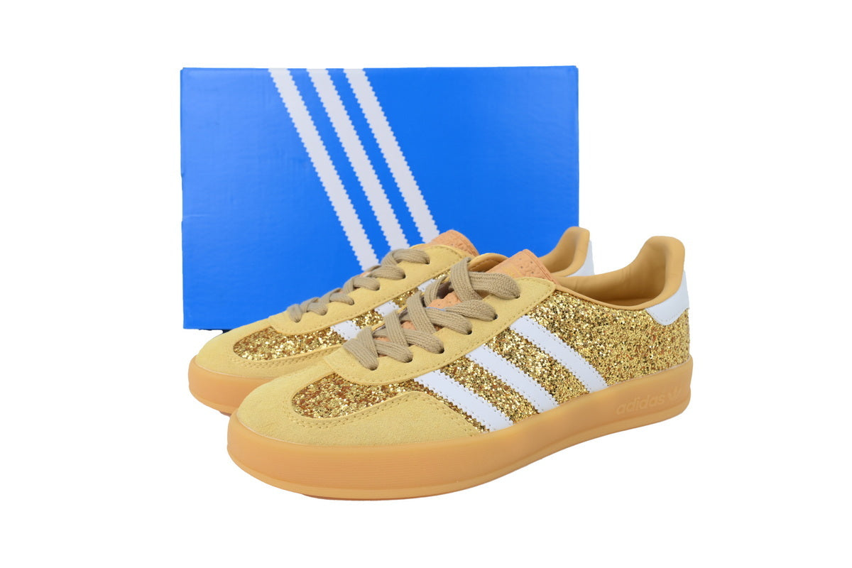 Adidas Gazelle Indoor Yellow Glitter White Gum Men & Women Casual Sneakers