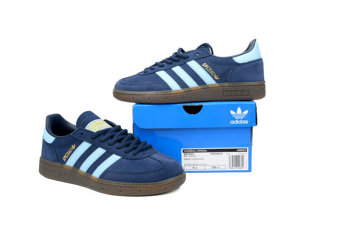 Adidas Handball Spezial Sneakers Navy Light Blue Gum Sole Retro Suede Shoes