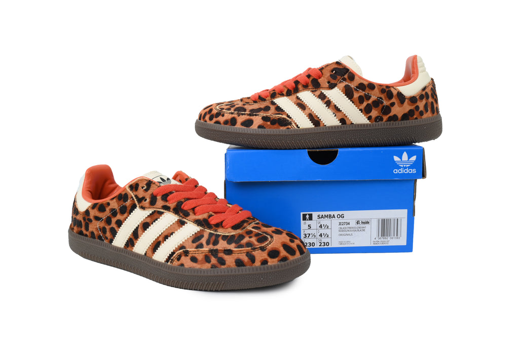 Adidas Samba OG Leopard Cream Orange Gum Sole Retro Sneakers