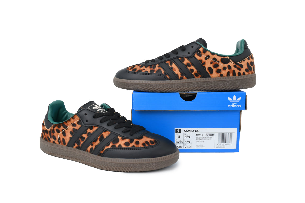 Adidas Samba OG Sneakers Leopard Black Green Gum Sole Retro Casual Shoes