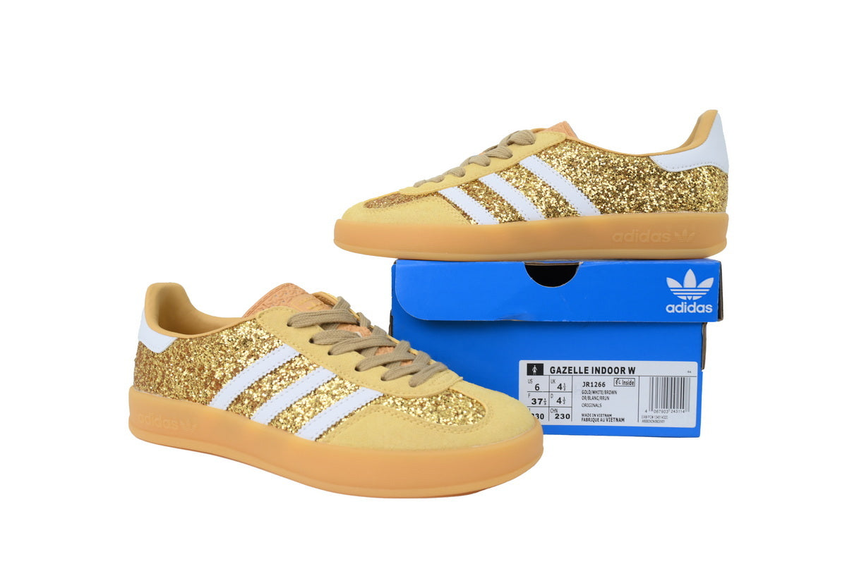 Adidas Gazelle Indoor Yellow Glitter White Gum Men & Women Casual Sneakers