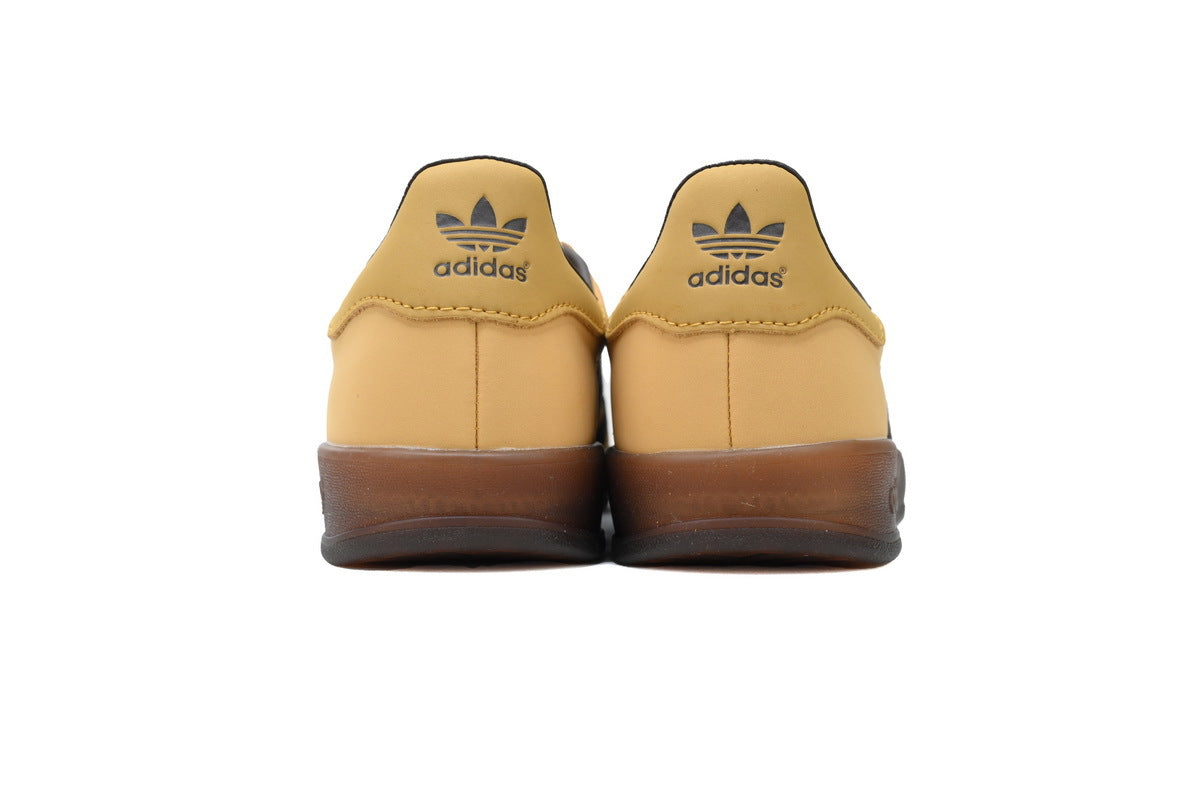 Adidas Gazelle Indoor Sneakers Yellow Black Gum Sole Retro Leather Shoes