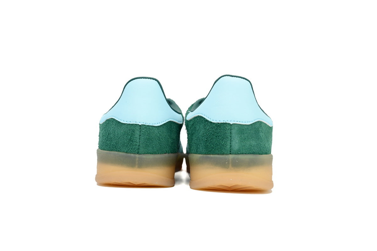 Adidas Gazelle Indoor Sneakers Dark Green Light Blue Gum Sole Retro Suede Shoes