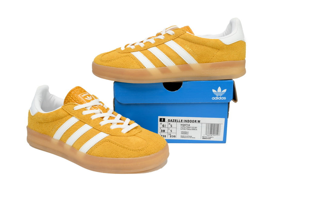Adidas Gazelle Indoor Sneakers Yellow White Gum Sole Retro Suede Shoes