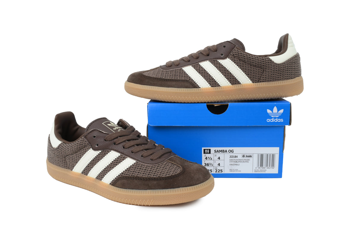 Adidas Samba Sneakers Brown White Gum Sole Mesh Suede Retro Shoes